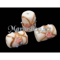 Margele lampwork cilindru alb 3b